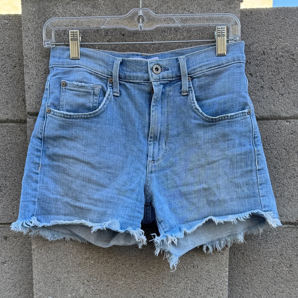James Denim Gigi Wanderlust Jean Shorts Denim Frayed Hem 25